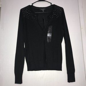 Central Park West NY Black Cardigan Sweater Size M
